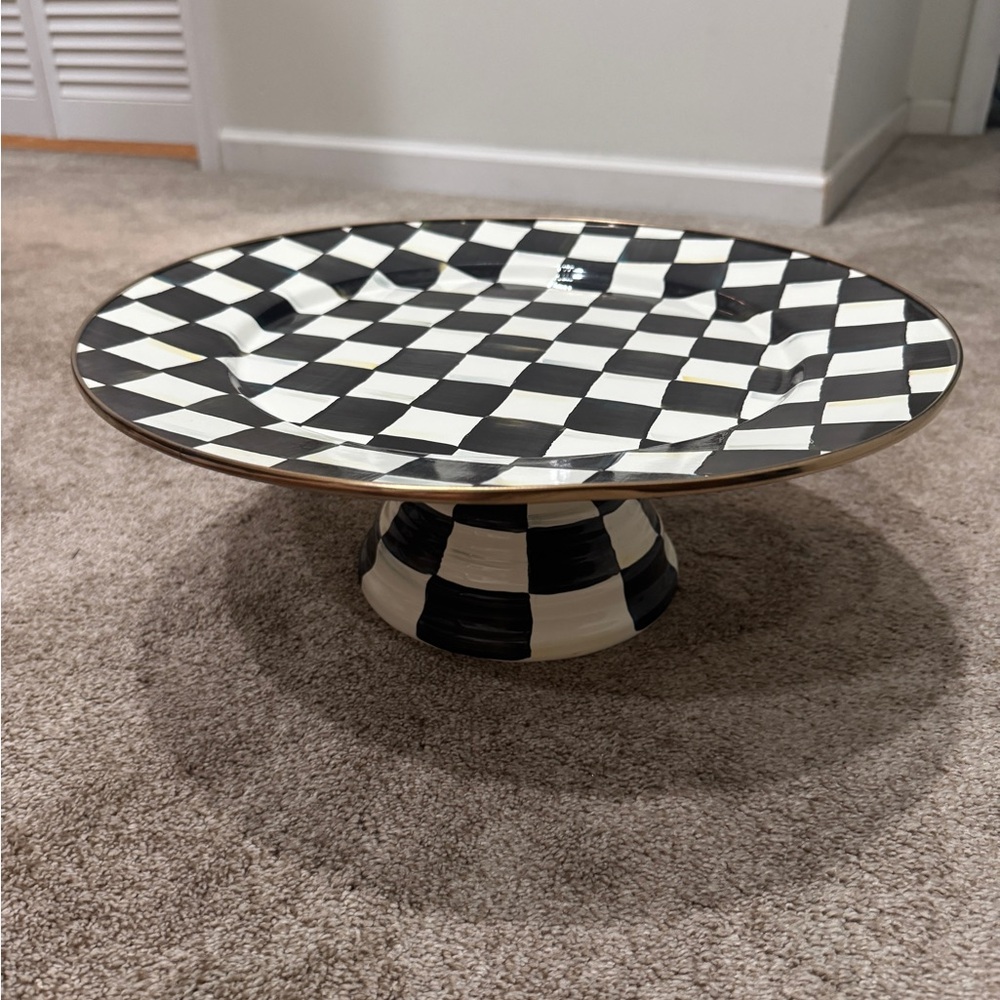 MacKenzie-Childs Black and White Checkered Cake Stand - Picture 7 of 8
